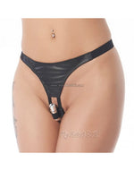 Charger l&#39;image dans la galerie, Rimba #7132 - Leather G-String With Vibrating Bullet Sex Toy
