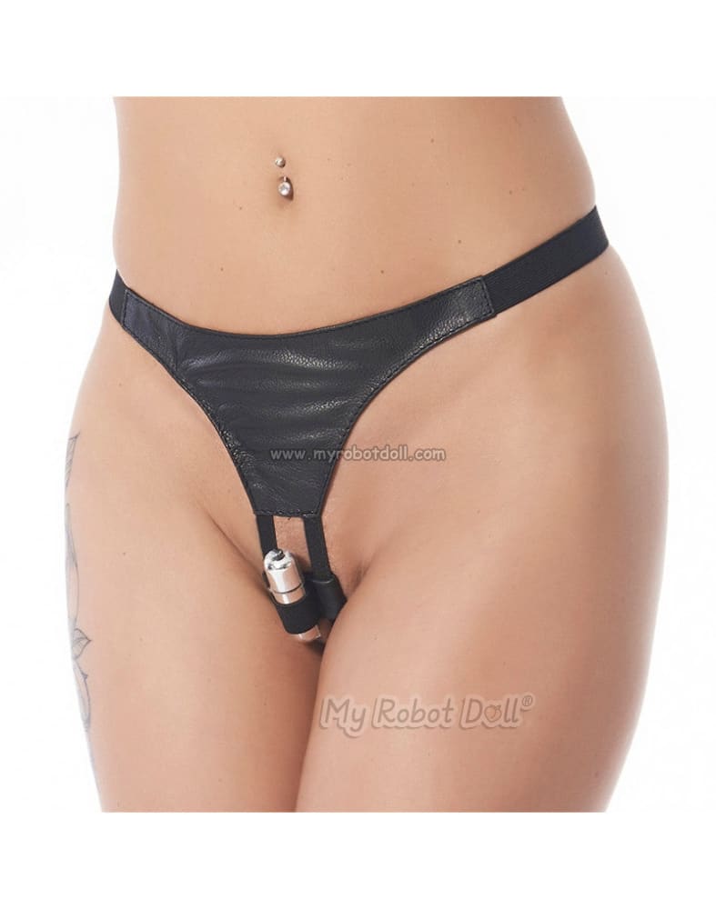 Rimba #7132 - Leather G-String With Vibrating Bullet Sex Toy